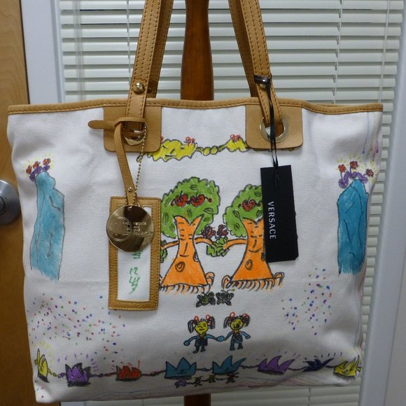 Versace Canvas Tote Bag w/Leather Trim from CARES 2009 LTD Edition, nwt - Picture 8 of 15